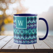 Stijlvol Turquoise Paarse Tribal Pattern Monogram
