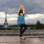 Stijlvol Turquoise Paarse Tribal Pattern Monogram Tote Bag