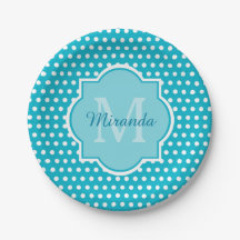 Stijlvol Turquoise Polka Dots Monogram met naam