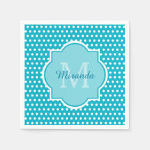 Stijlvol Turquoise Polka Dots Monogram met naam