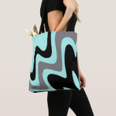 Stijlvol Turquoise Silver Black Tote Bag (Dichtbij)