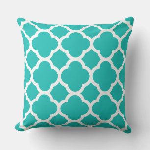 Stijlvol turquoise vierlobbig patroon kussen