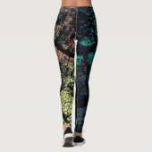Stijlvol Turquoise Yellow Oranje Leaf Leggings (Achterkant)