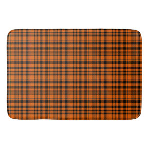 Stijlvol tweed geruit oranje zwart ontwerp patroon badmat