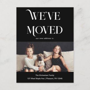 Stijlvol type We hebben een nieuwe adresfoto verpl Briefkaart