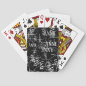 Stijlvol Typografienaam Pattern Black Pokerkaarten (Achterkant)