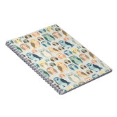 Stijlvol uilpatroon - complementaire kleuren notitieboek (Rechterzijde)