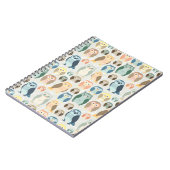 Stijlvol uilpatroon - complementaire kleuren notitieboek (Linkerzijde)