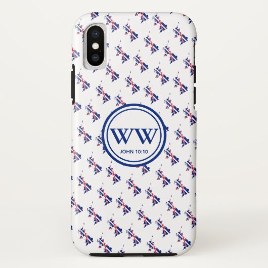 Stijlvol UK UNION JACK Monogram Abundant Life Case-Mate iPhone Case (Achterkant)