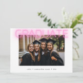 stijlvol ultra chic neon roze school afstudeerder  aankondiging (Staand voorkant)