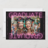 stijlvol ultra-elegant neon roze school afstudeerd aankondiging (Voorkant)