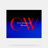 Stijlvol uniek blauw rood vet tekst monogram acryl bord (Voorkant)