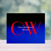 Stijlvol uniek blauw rood vet tekst monogram acryl bord (Neutraal)