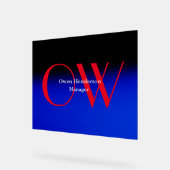 Stijlvol uniek blauw rood vet tekst monogram acryl bord (Hoek)