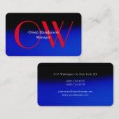 Stijlvol uniek blauw rood vet tekst monogram visitekaartje (Voorkant / Achterkant)