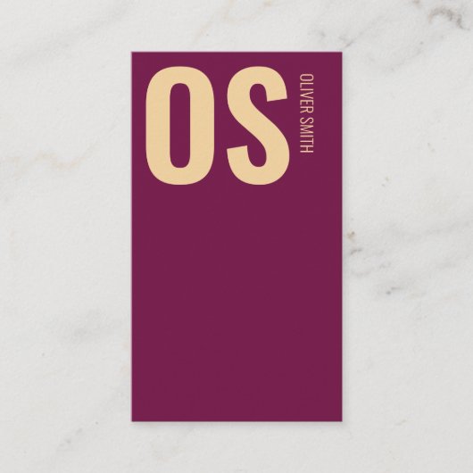 Stijlvol Uniek Bourgondisch Professioneel Monogram Visitekaartje (Voorkant)