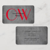 Stijlvol uniek Chalkboard Red Bold Text Monogram Visitekaartje (Voorkant / Achterkant)