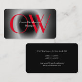 Stijlvol uniek grijs rood monogram visitekaartje (Voorkant / Achterkant)