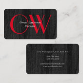 Stijlvol uniek grijs wattenstaafzwart monogram rod visitekaartje (Voorkant / Achterkant)