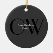 Stijlvol uniek grijs zwart monogram keramisch ornament (Voorkant)