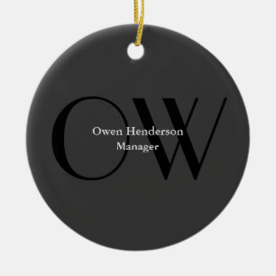 Stijlvol uniek grijs zwart monogram keramisch ornament