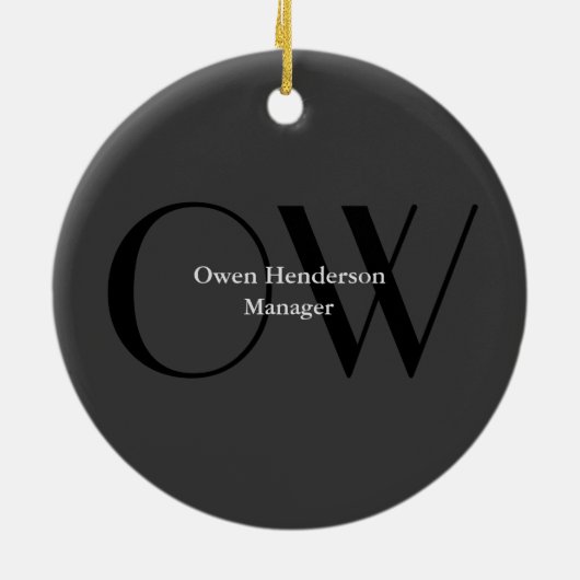 Stijlvol uniek grijs zwart monogram keramisch ornament (Achterkant)