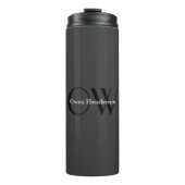 Stijlvol uniek grijs zwart monogram thermosbeker (Voorkant)
