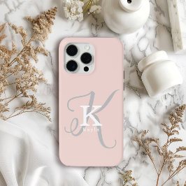 Stijlvol Uniek Monogram Vrouwelijk Blush Roze iPhone 15 Pro Max Hoesje