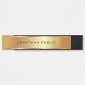 Stijlvol Uw Aangepaste Tekst Sjabloon Zwart & Goud Deurbordje (Voorkant)