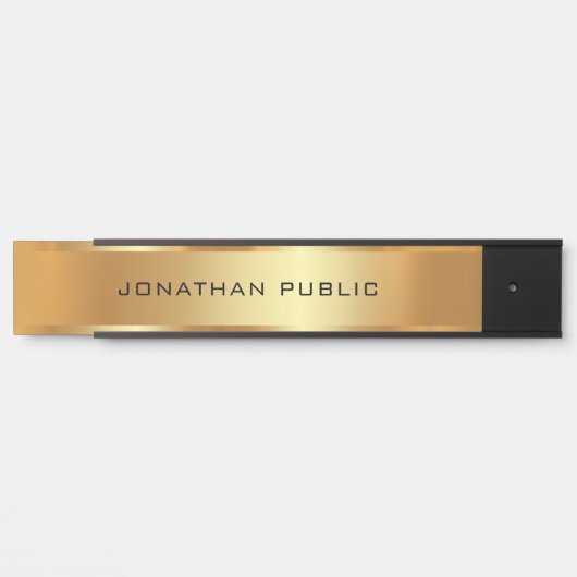 Stijlvol Uw Aangepaste Tekst Sjabloon Zwart & Goud Deurbordje (Voorkant)