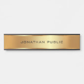 Stijlvol Uw Aangepaste Tekst Sjabloon Zwart & Goud Deurbordje (Voorkant)