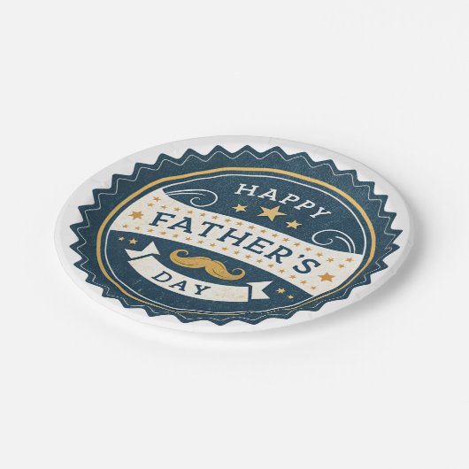 Stijlvol Vaderdag horloge – Retro Badge Design Win Papieren Bordje (Gekanteld)