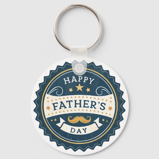 Stijlvol Vaderdag horloge – Retro Badge Design Win Sleutelhanger (Voorkant)