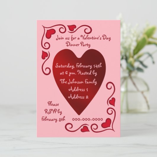 Stijlvol Valentijns feestje Kaart (Staand voorkant)