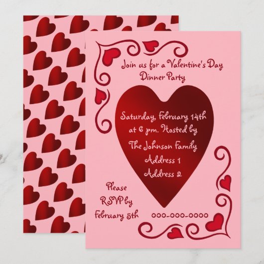 Stijlvol Valentijns feestje Kaart (Voorkant / Achterkant)