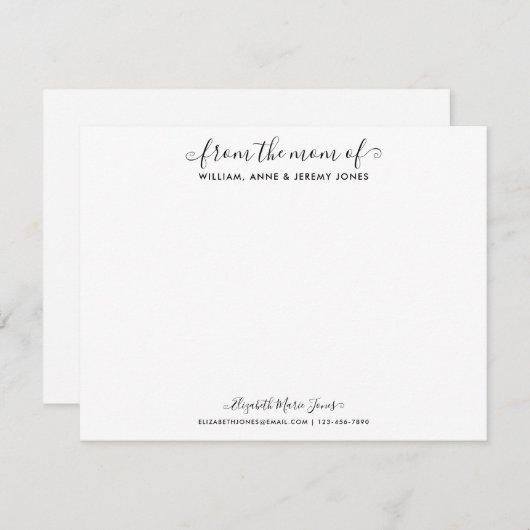 Stijlvol Van De Moeder Familie Elegant Script Notitiekaartje (Voorkant / Achterkant)