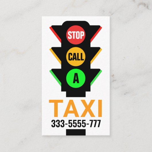Stijlvol verkeerslicht met Taxi Visitekaartje (Voorkant)