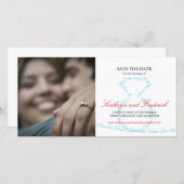 Stijlvol Verloving Diamond Ring bespaart de datum Save The Date (Voorkant / Achterkant)