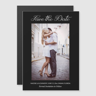 Stijlvol Verloving voor bruiloft Foto Black Save D Magnetische Uitnodiging