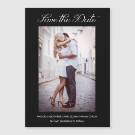Stijlvol Verloving voor bruiloft Foto Black Save D Magnetische Uitnodiging