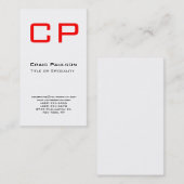 Stijlvol, verticaal rood zwart monogram Visitekaar Visitekaartje (Voorkant / Achterkant)