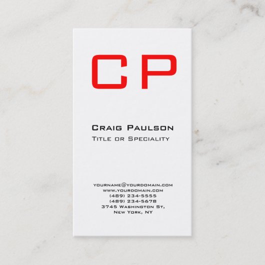 Stijlvol, verticaal rood zwart monogram Visitekaar Visitekaartje (Voorkant)