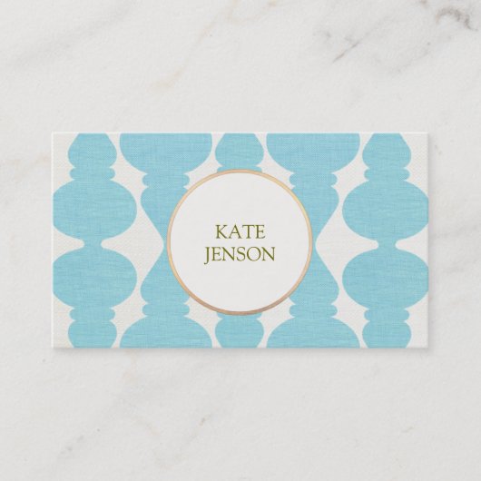 Stijlvol vet Turquoise FAUX Linen Pattern 2 Visitekaartje (Voorkant)