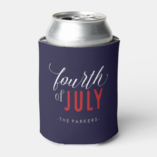 Stijlvol Vierde Juli Typografie Blikjeskoeler (Blikje Voorkant)