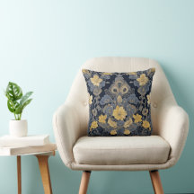 Stijlvol vintage geel blauw bloemmotief kantpatroo