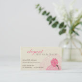 STIJLVOL VISITEKAARTJE :: elegant roos roze crème (Staand voorkant)