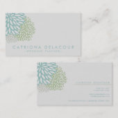 Stijlvol Visitekaartje met blauwe en groene bloeme (Voorkant / Achterkant)