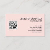 Stijlvol Visitekaartje met Blush Pink QR Code (Achterkant)