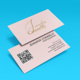 Stijlvol Visitekaartje met Blush Roze QR Code