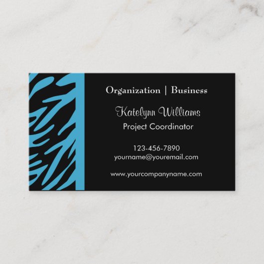 Stijlvol Visitekaartje met turquoise Zebra Stripes (Voorkant)